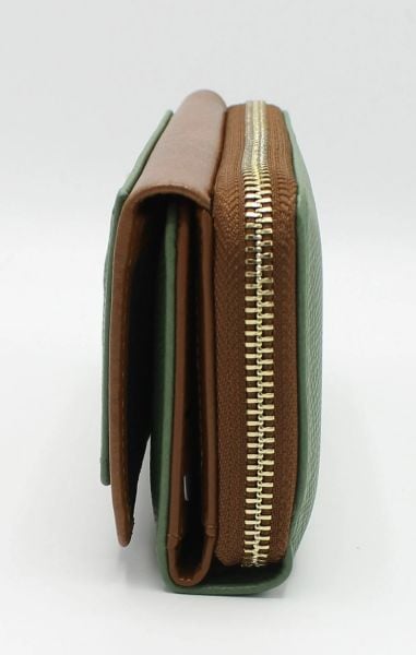 Çok Gözlü Yeşil-Taba Kadın Cüzdan