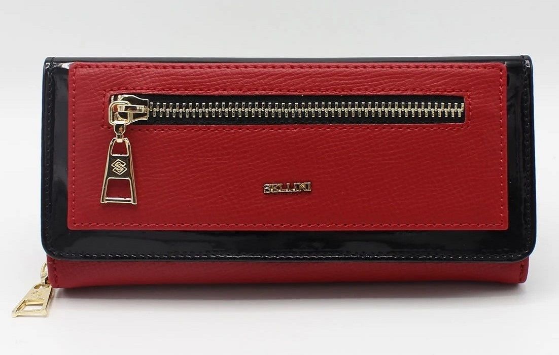 Çok Gözlü Kırmızı-Siyah Kadın Cüzdan