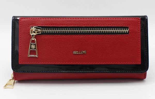 Çok Gözlü Kırmızı-Siyah Kadın Cüzdan