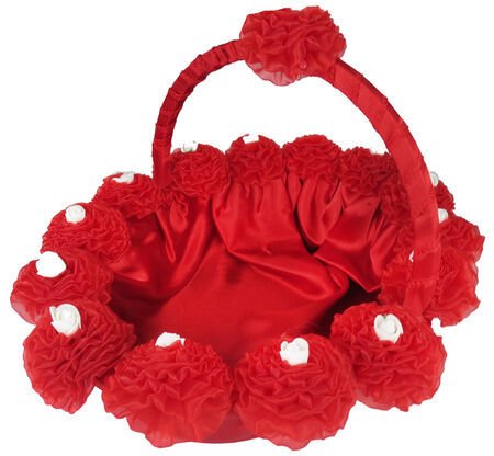 KINA SEPETİ ORGANZE GÜLLÜ KIRMIZI