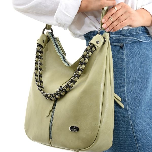 Sellini Çok Gözlü Salaş Yeşil Kadın Çantası