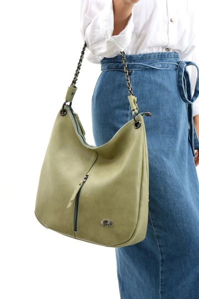 Sellini Çok Gözlü Salaş Yeşil Kadın Çantası