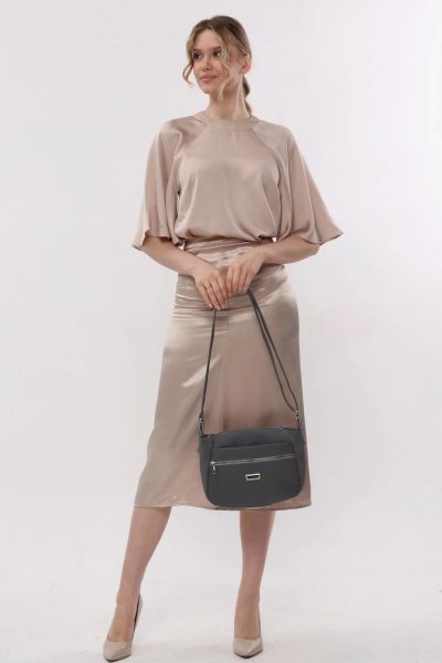 3 Bölme Kalıplı Kadın Petrol Mavi  Çantası