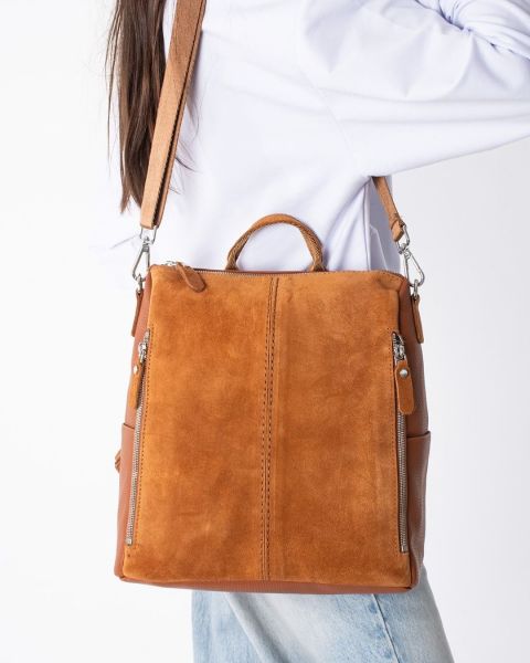 KADIN KAHVERENGİ SÜET GERÇEK DERİ SIRT,KOL VE ÇAPRAZ ÇANTA