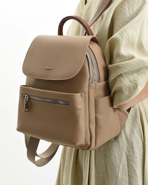 Çok Bölmeli Kadın Vizon Taba Sırt Çantası