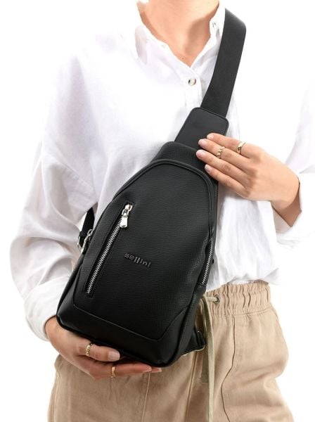 Siyah Çapraz Askılı Omuz Bel ve Göğüs Çantası Bodybag