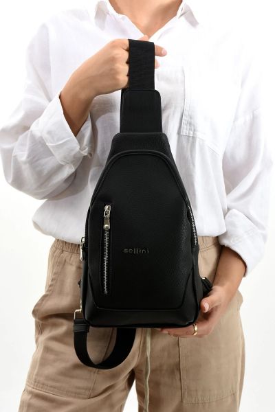 Siyah Çapraz Askılı Omuz Bel ve Göğüs Çantası Bodybag