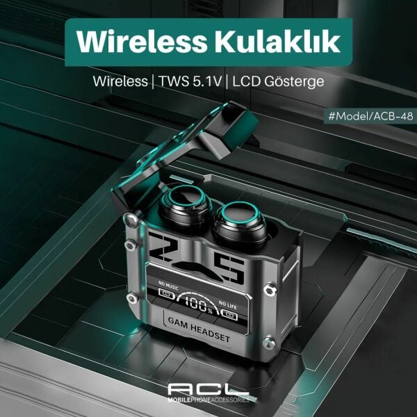 ACB-48 9D/LCD Göstergeli 5.1V Oyuncu Bluetooth Kulaklık