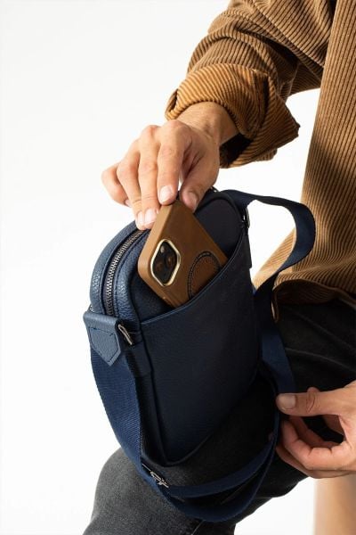 Lacivert Çok Gözlü Omuz ve Çapraz Çanta