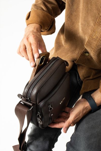 Kahverengi Çok Gözlü Omuz ve Çapraz Çanta