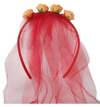 Kına Tacı Turuncu Çiçekli Kırmız