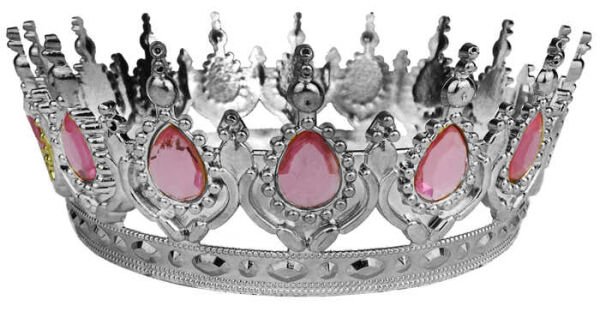 TAÇ PLASTİK GÜMÜŞ PASTA SÜSÜ TAŞLI PEMBE PK:1