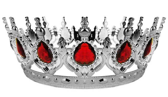 TAÇ PLASTİK GÜMÜŞ PASTA SÜSÜ TAŞLI KIRMIZI PK:1