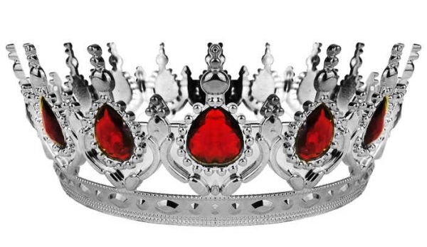 TAÇ PLASTİK GÜMÜŞ PASTA SÜSÜ TAŞLI KIRMIZI PK:1