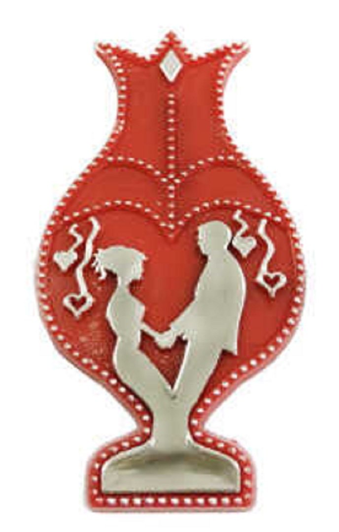 Gelin Damat Laleli Gümüş Varakli Kırmızı