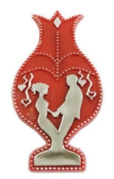 Gelin Damat Laleli Gümüş Varakli Kırmızı