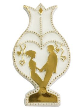 Gelin Damat Laleli Gümüş Varakli Beyaz