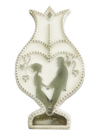 Gelin Damat Laleli Gümüş Varakli Beyaz