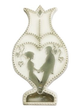 Gelin Damat Laleli Gümüş Varakli Beyaz